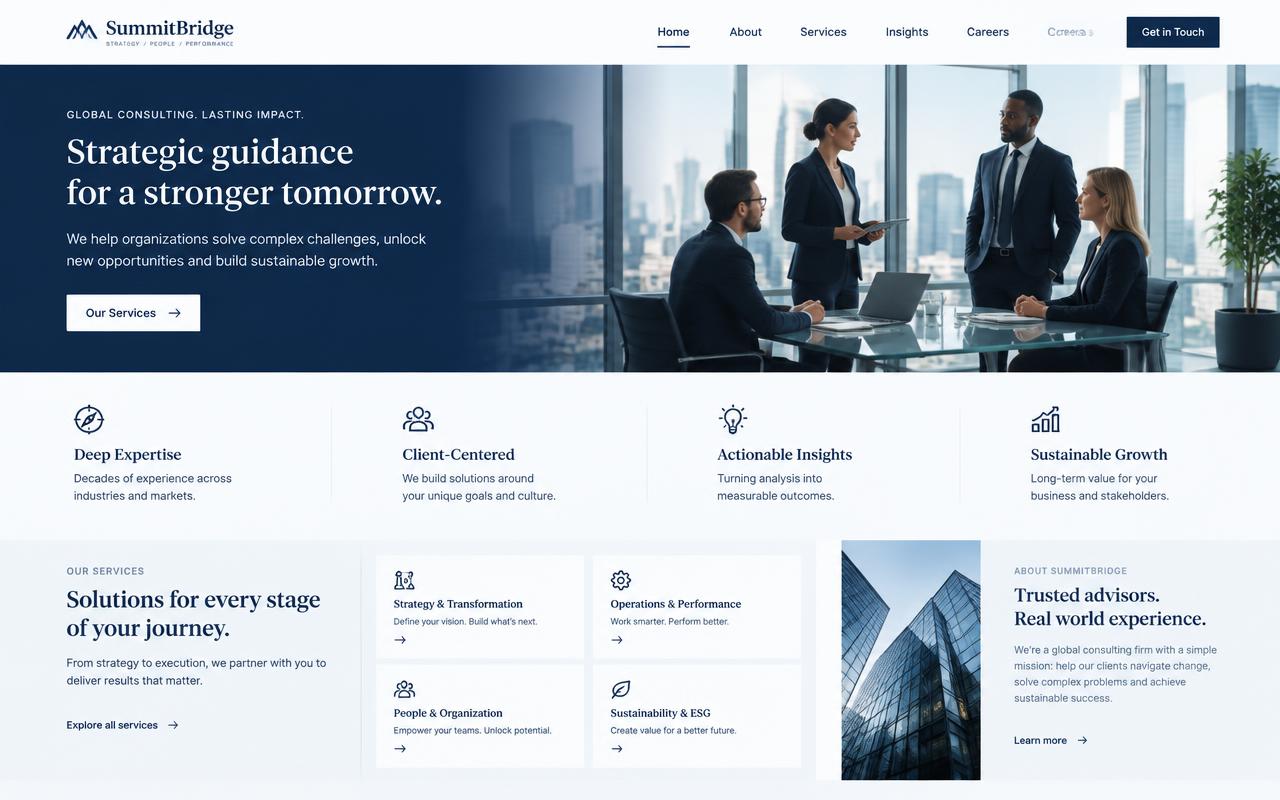 Projeto de site SummitBridge — Corporativo