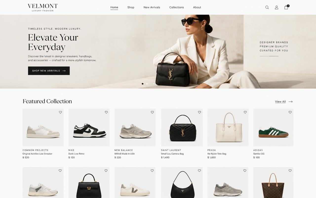 Projeto de site Velmont — E-commerce